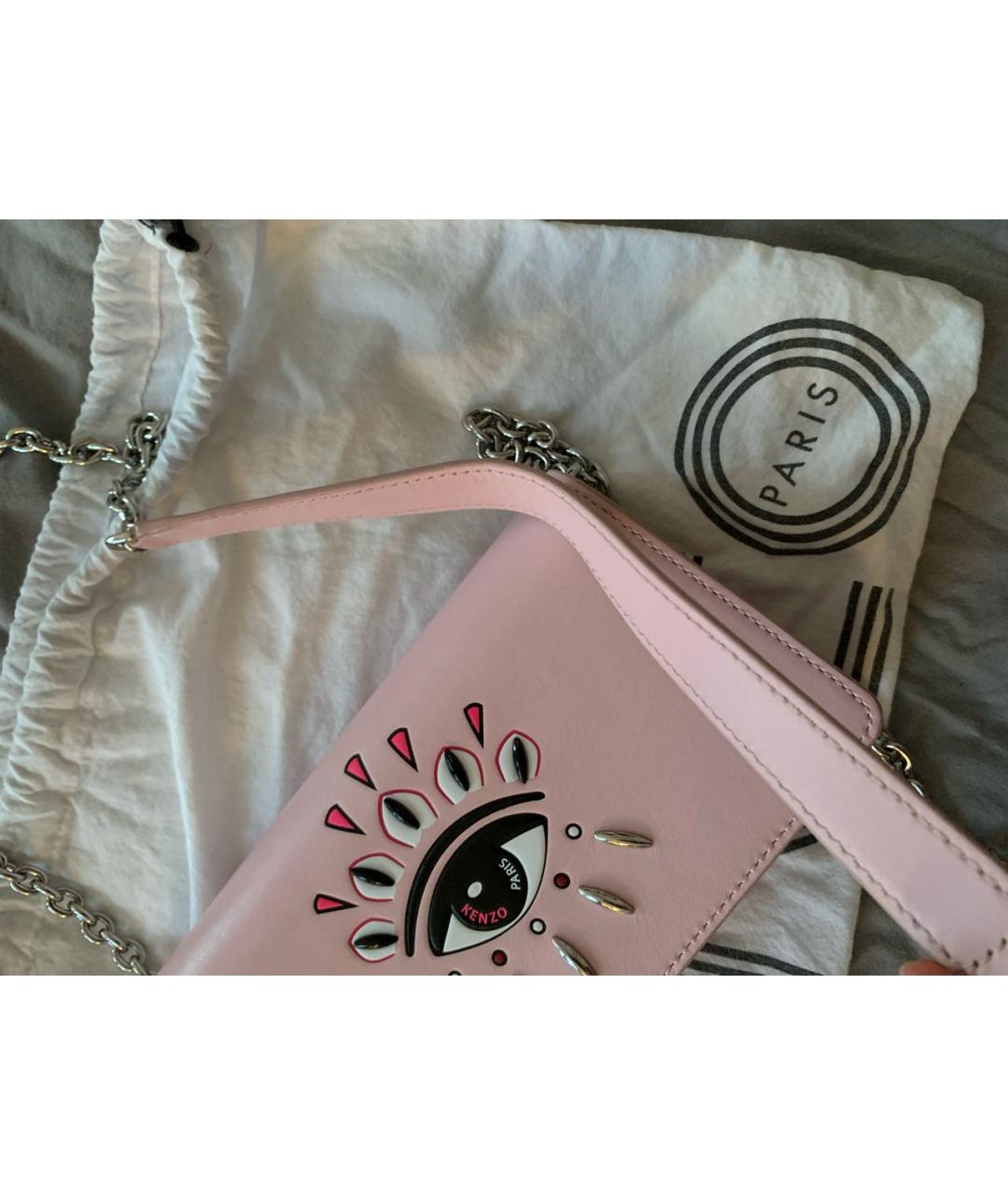 KENZO Розовая кожаная сумка через плечо, фото 6