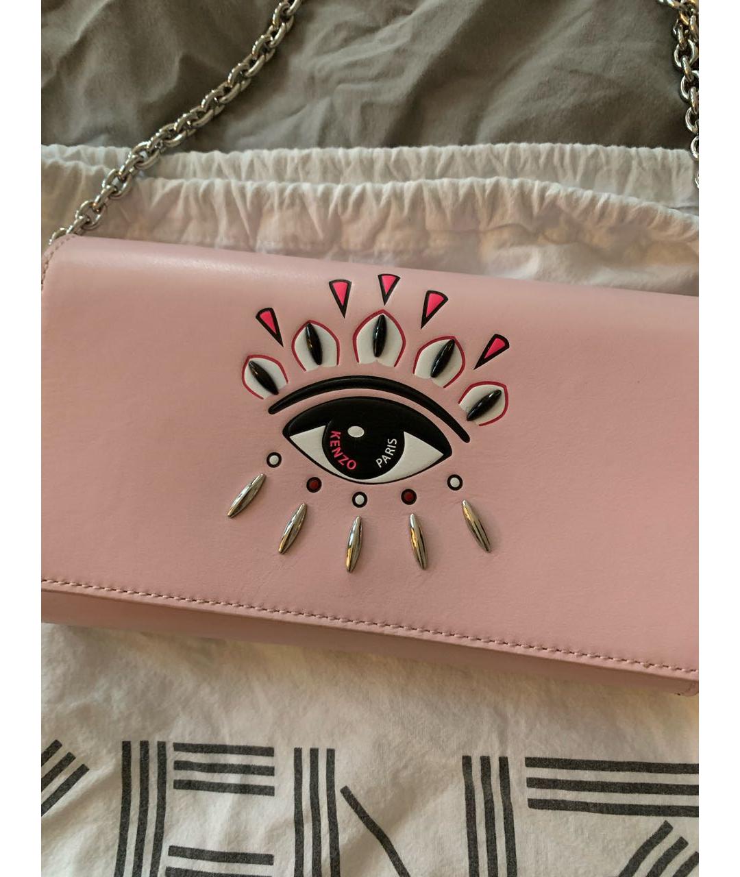 KENZO Розовая кожаная сумка через плечо, фото 2