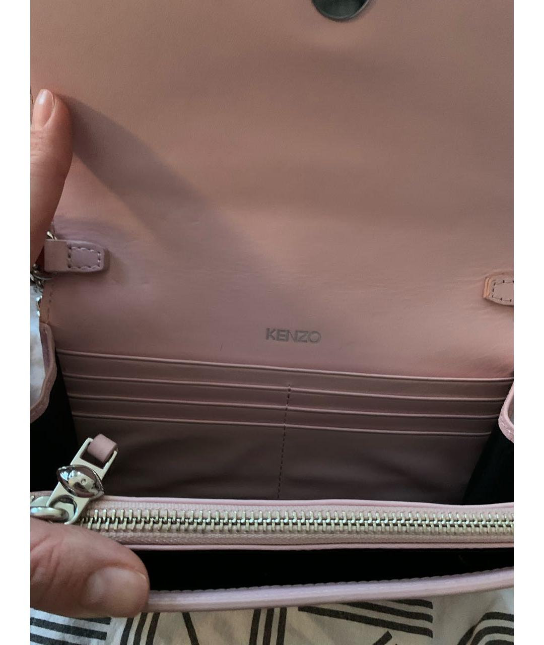 KENZO Розовая кожаная сумка через плечо, фото 3