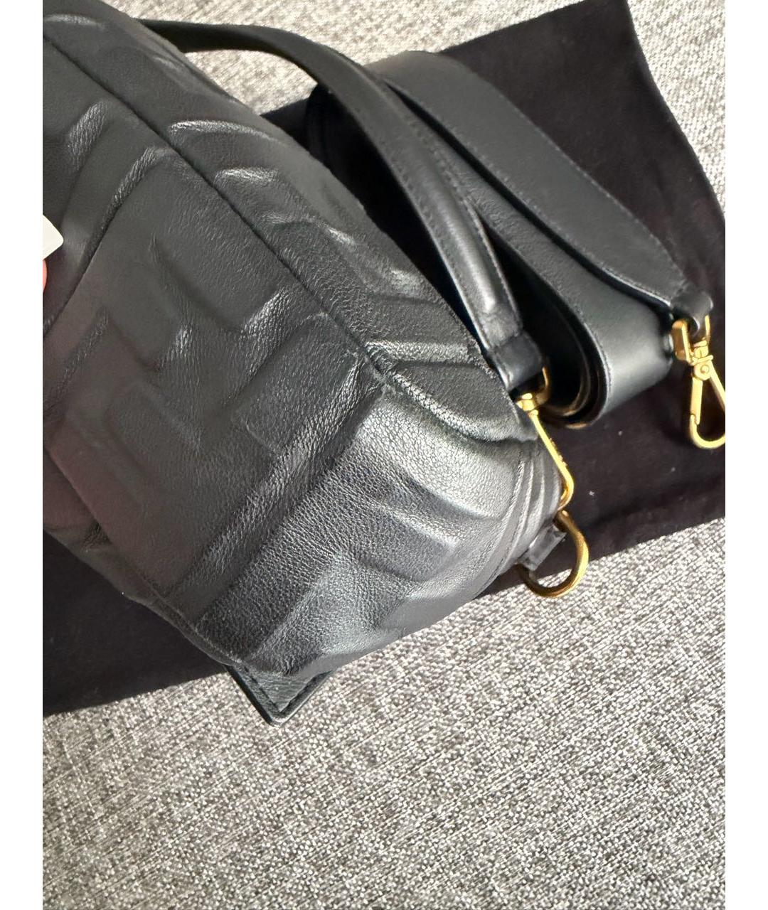 FENDI Черная кожаная сумка через плечо, фото 7