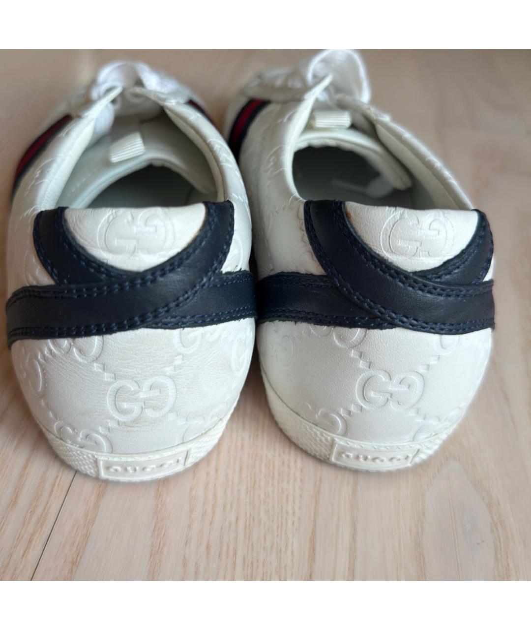 GUCCI Белые кожаные кеды, фото 6