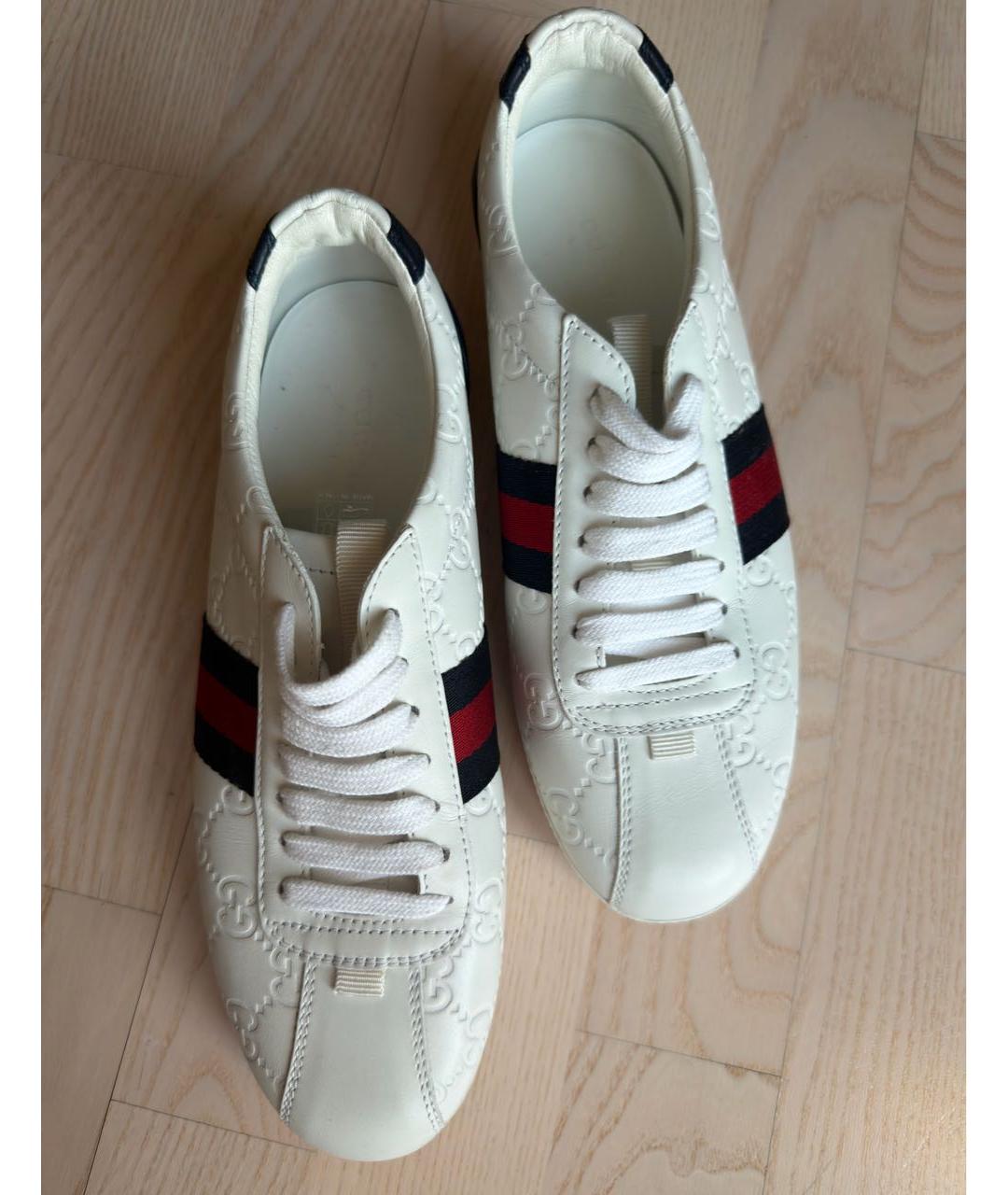 GUCCI Белые кожаные кеды, фото 2