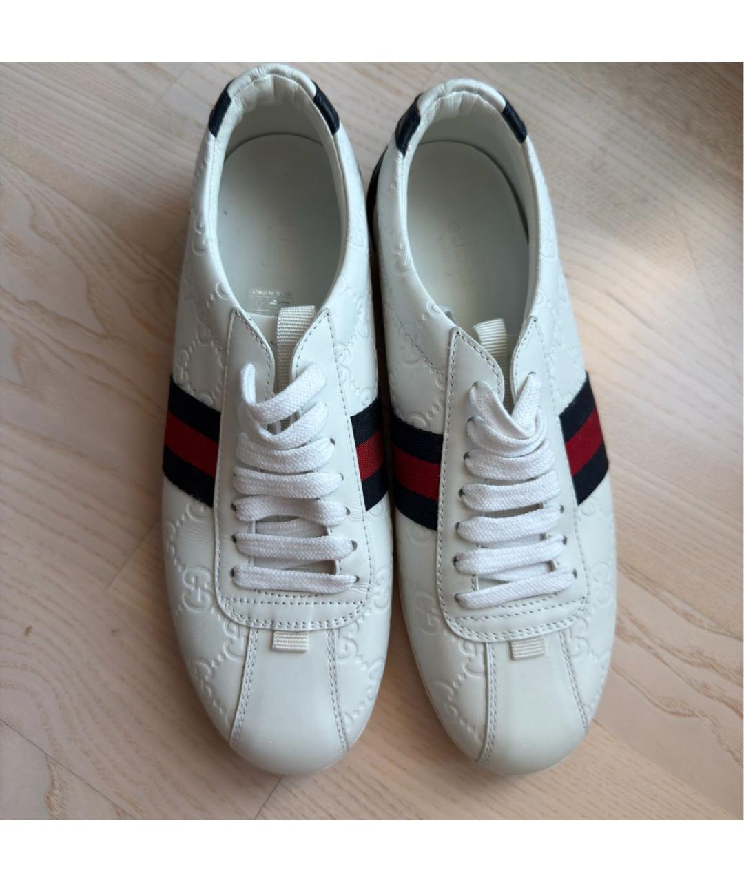 GUCCI Белые кожаные кеды, фото 3