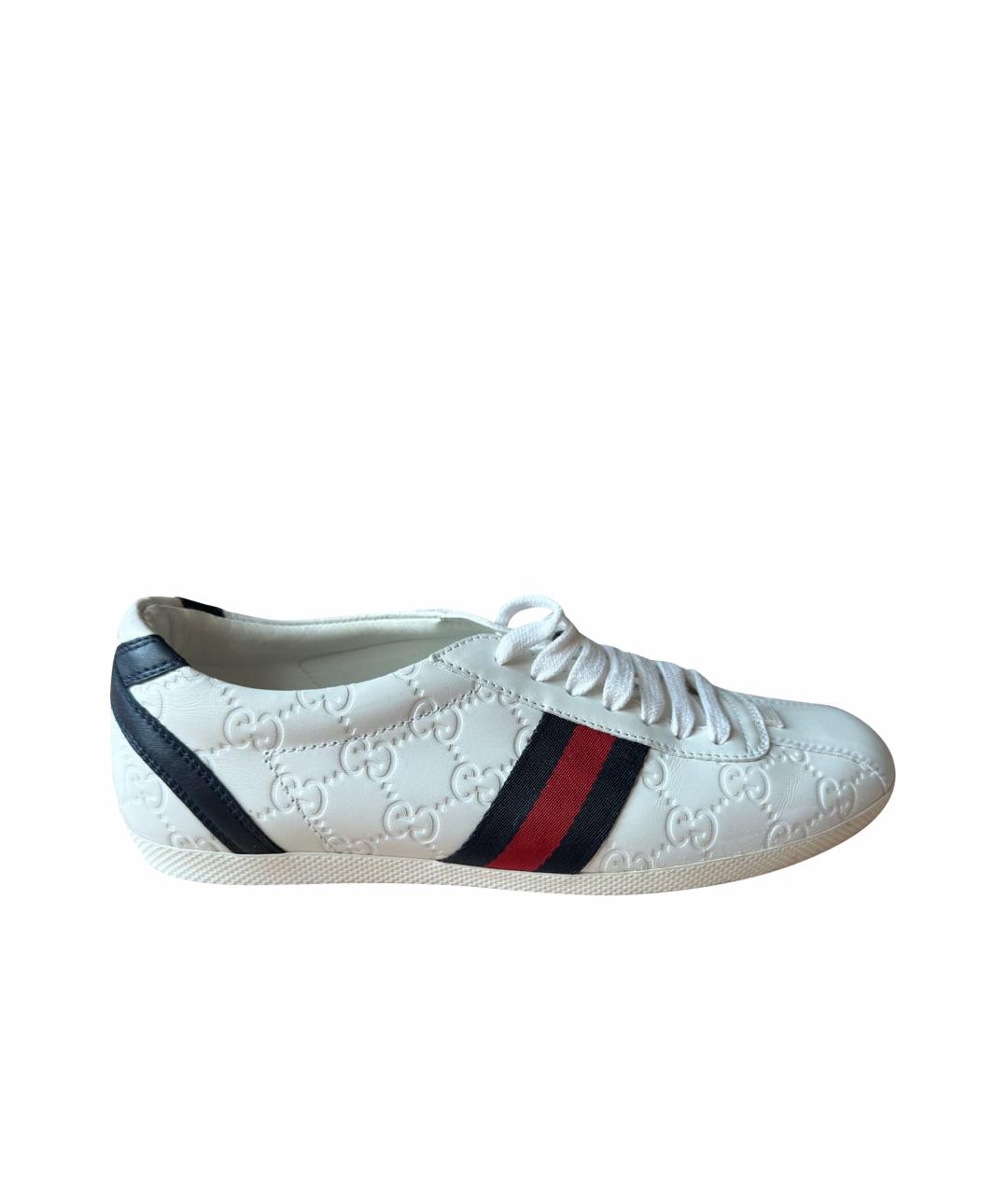 GUCCI Белые кожаные кеды, фото 1