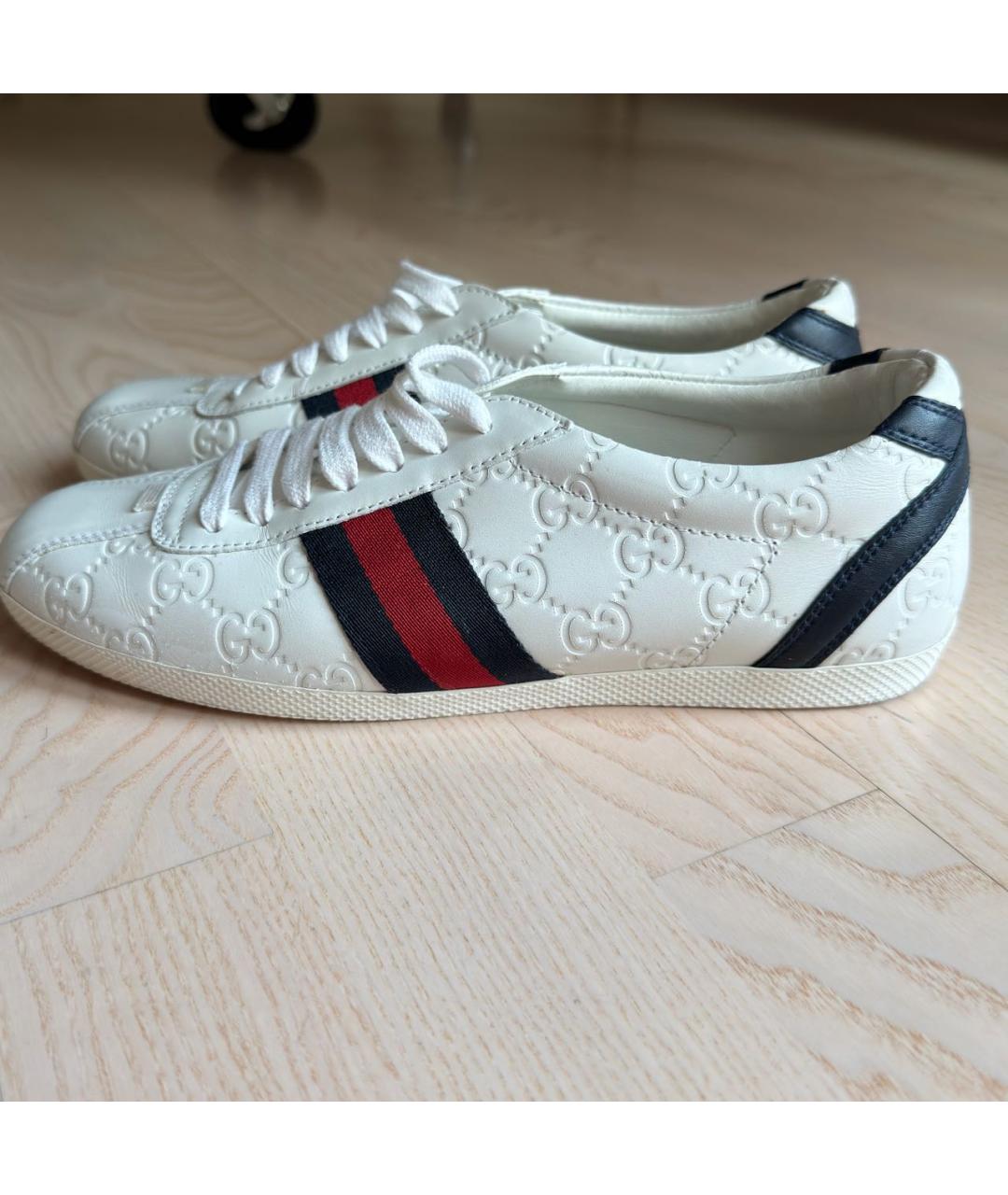 GUCCI Белые кожаные кеды, фото 7