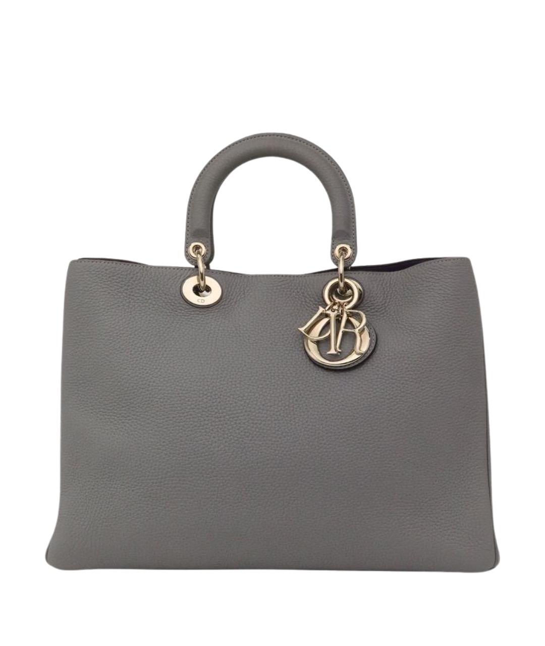 CHRISTIAN DIOR Серая кожаная сумка через плечо, фото 1