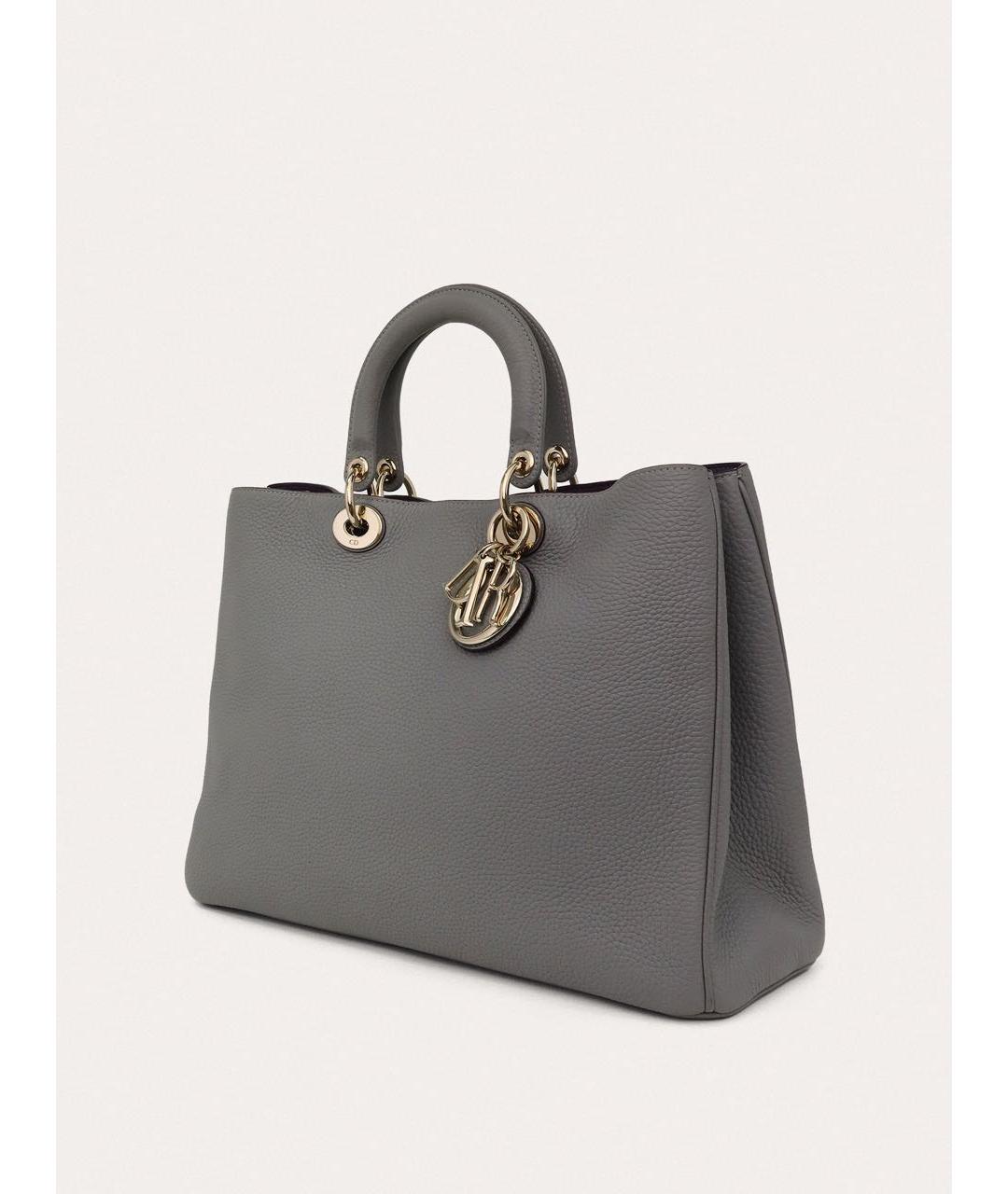 CHRISTIAN DIOR Серая кожаная сумка через плечо, фото 2