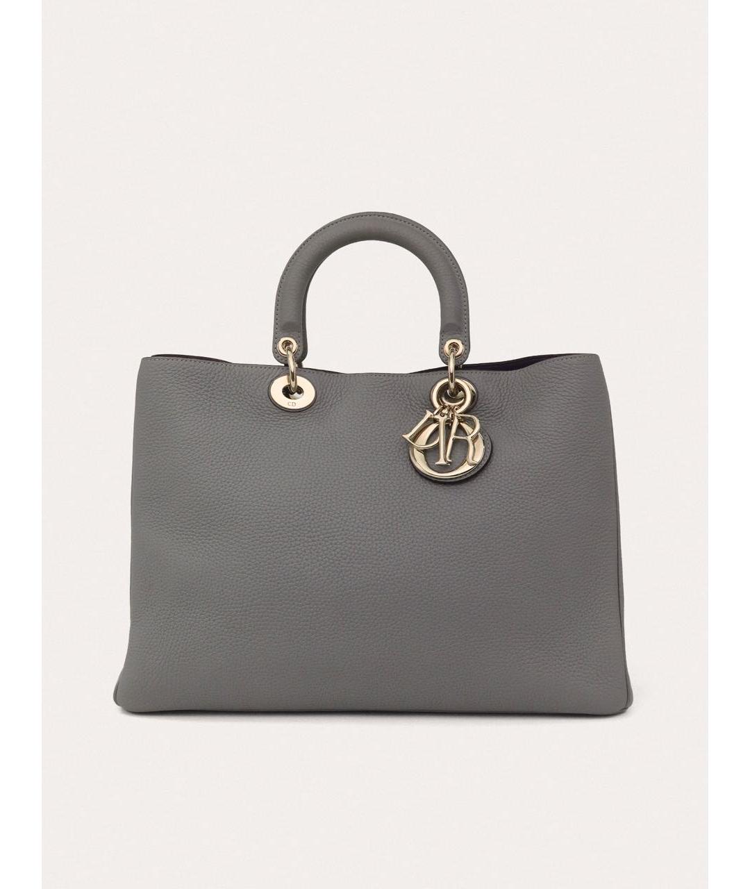 CHRISTIAN DIOR Серая кожаная сумка через плечо, фото 9