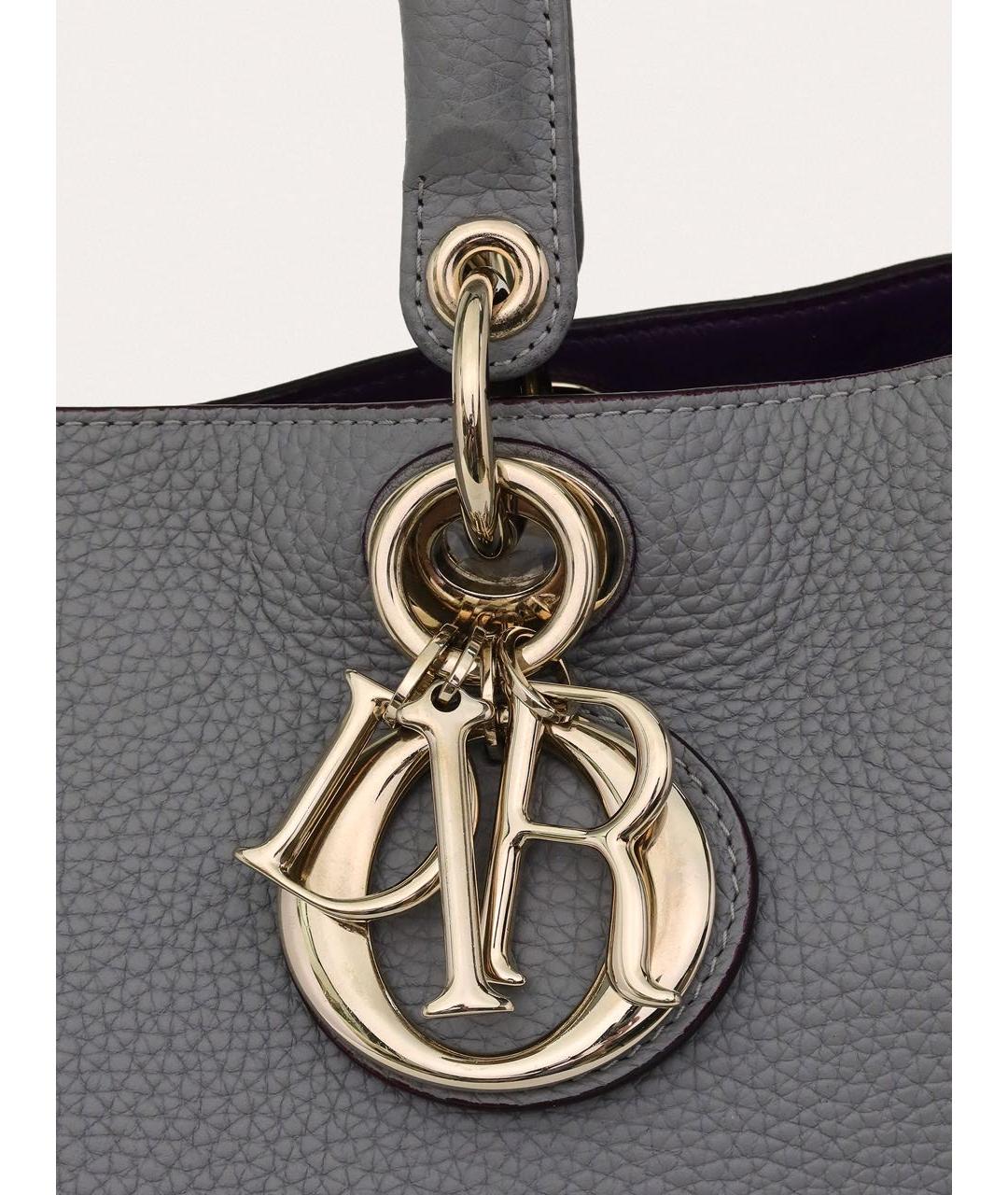 CHRISTIAN DIOR Серая кожаная сумка через плечо, фото 5