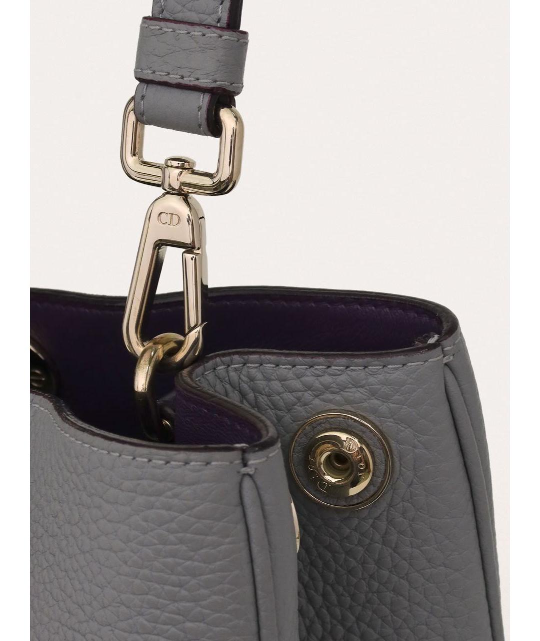 CHRISTIAN DIOR Серая кожаная сумка через плечо, фото 6