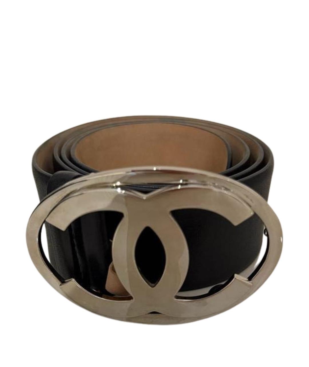 CHANEL Черный кожаный ремень, фото 1