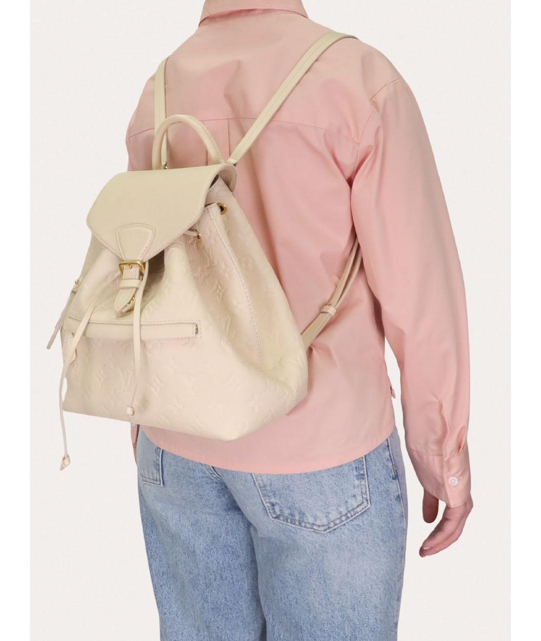 LOUIS VUITTON Бежевый кожаный рюкзак, фото 8