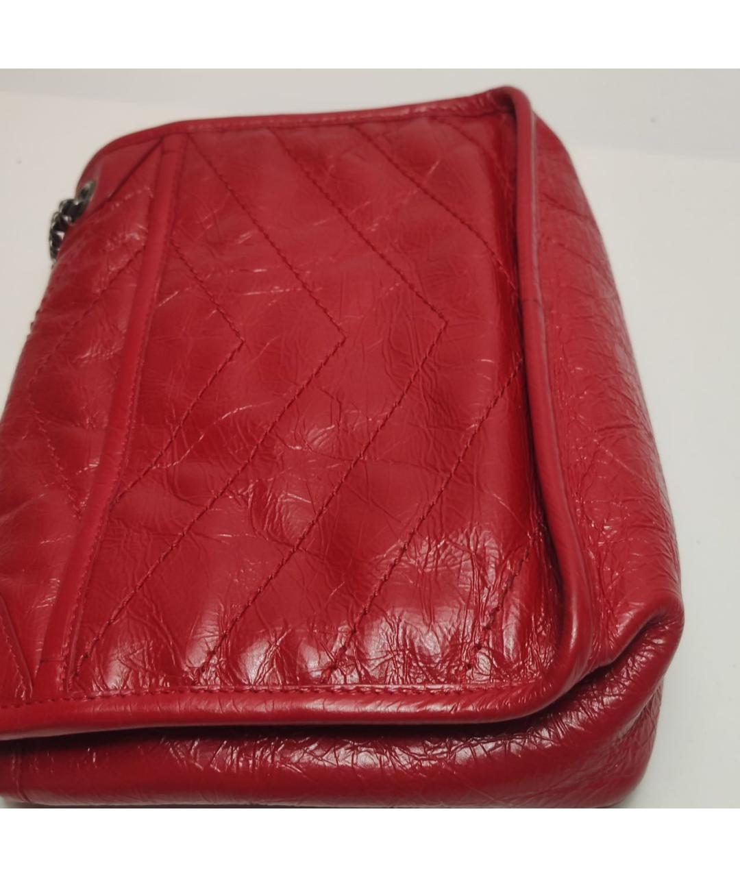 SAINT LAURENT Красная кожаная сумка через плечо, фото 7