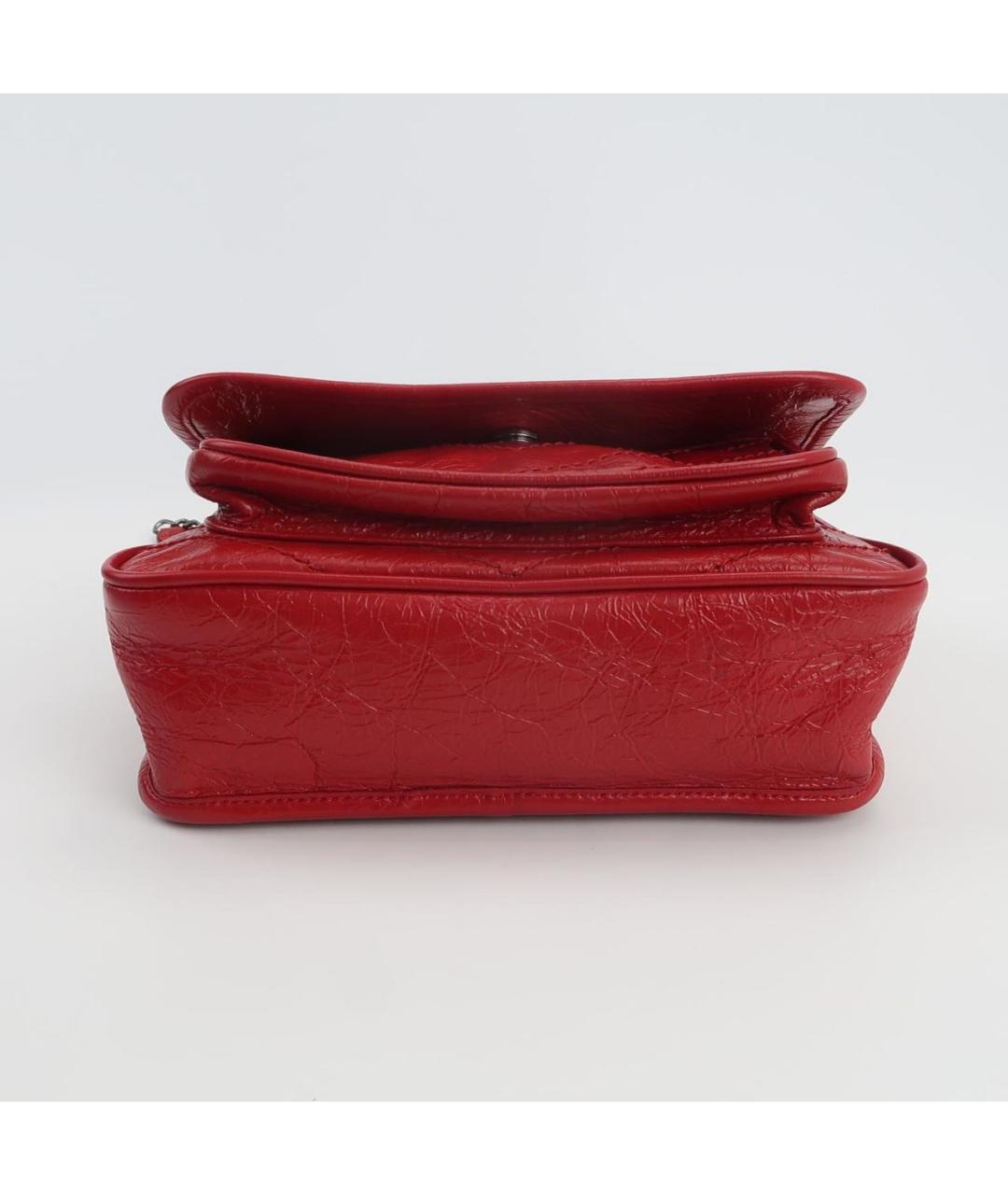 SAINT LAURENT Красная кожаная сумка через плечо, фото 5