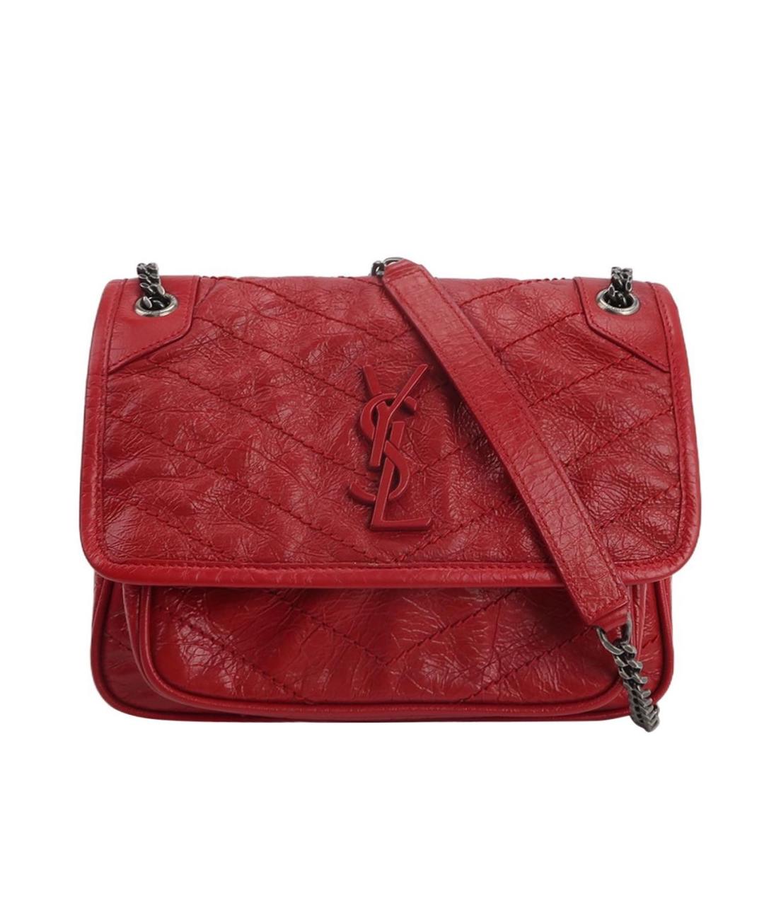 SAINT LAURENT Красная кожаная сумка через плечо, фото 9