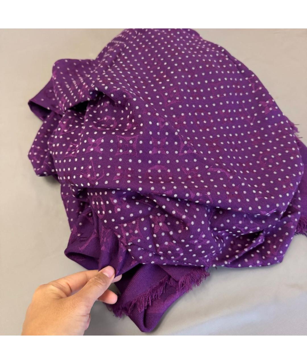 LOUIS VUITTON Фиолетовый шерстяной платок, фото 5