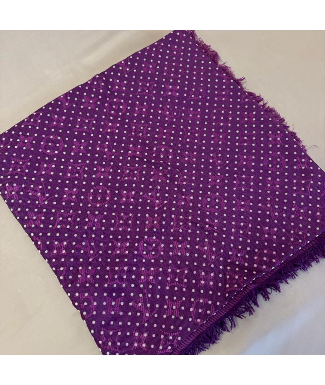 LOUIS VUITTON Фиолетовый шерстяной платок, фото 4