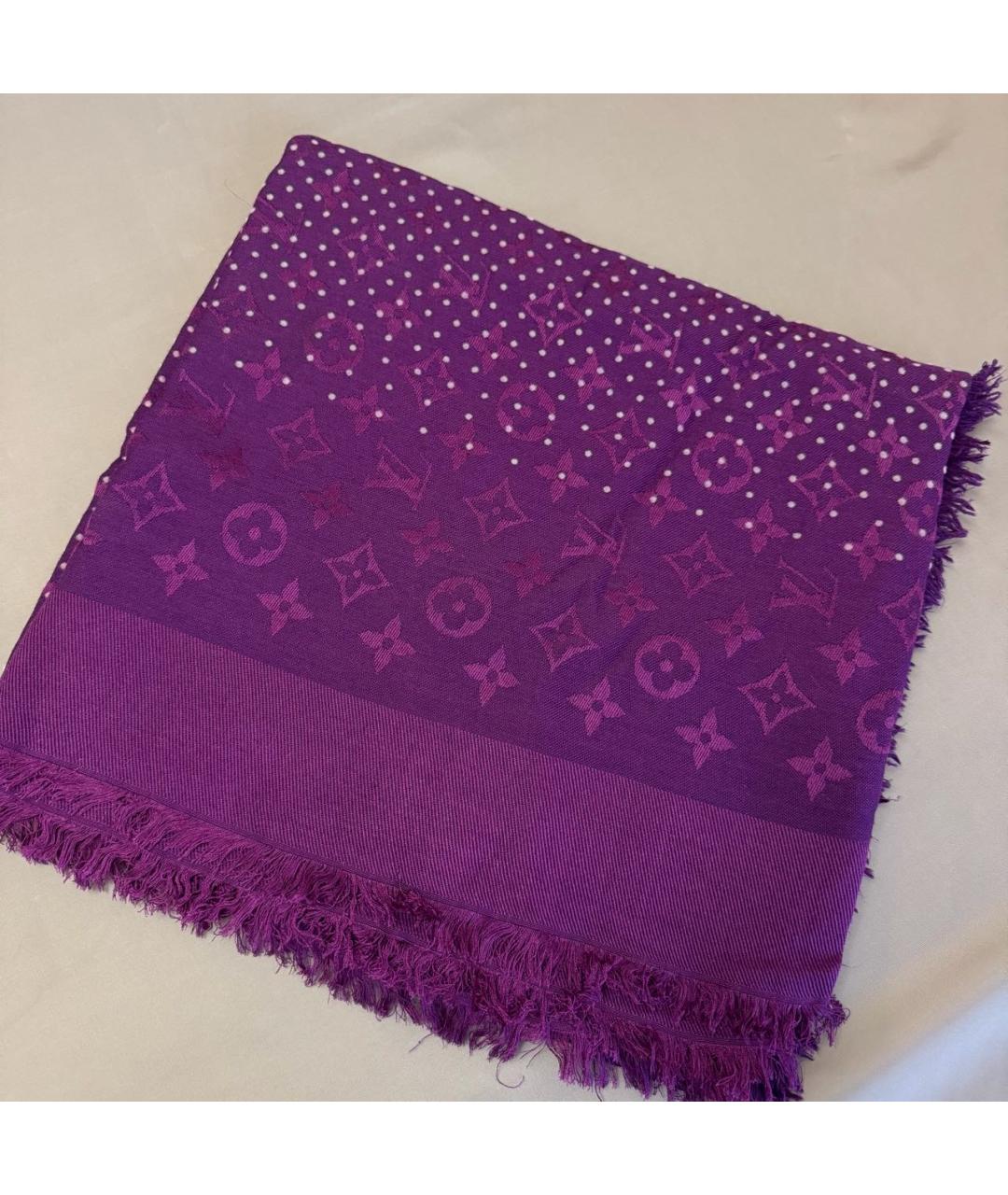 LOUIS VUITTON Фиолетовый шерстяной платок, фото 9