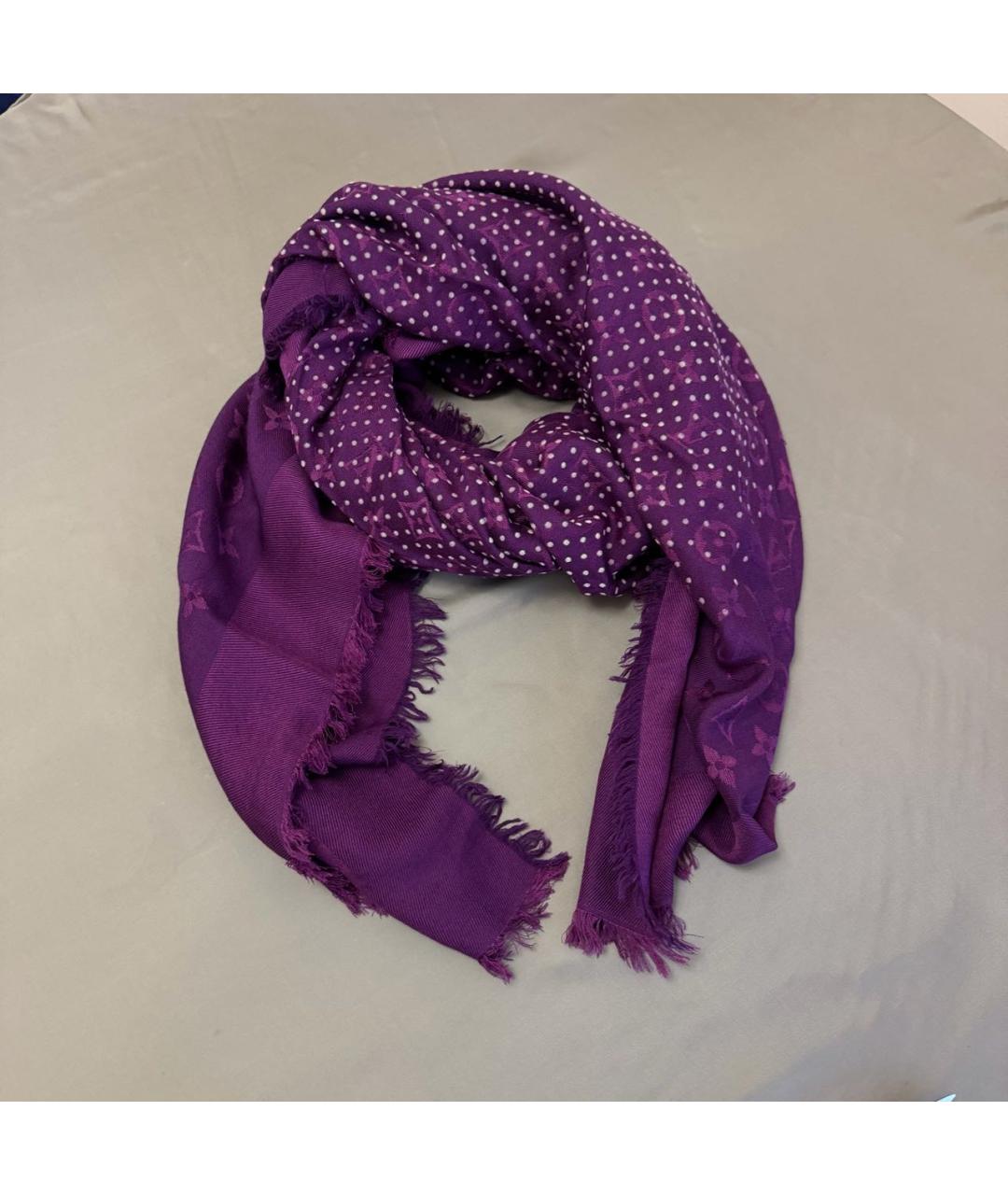 LOUIS VUITTON Фиолетовый шерстяной платок, фото 2