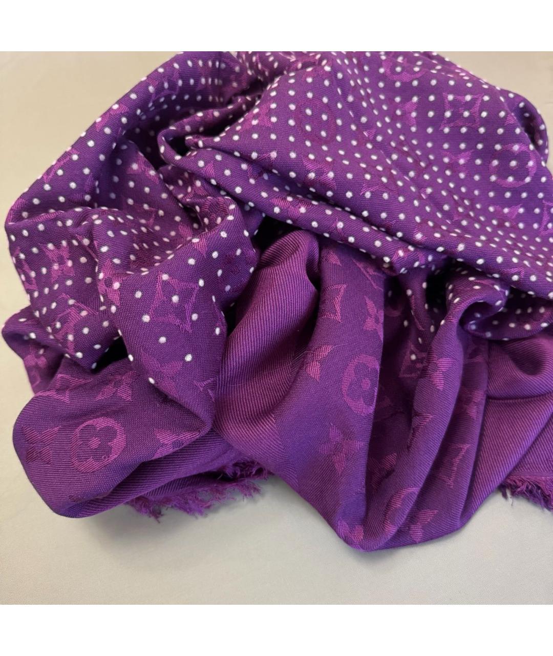 LOUIS VUITTON Фиолетовый шерстяной платок, фото 7