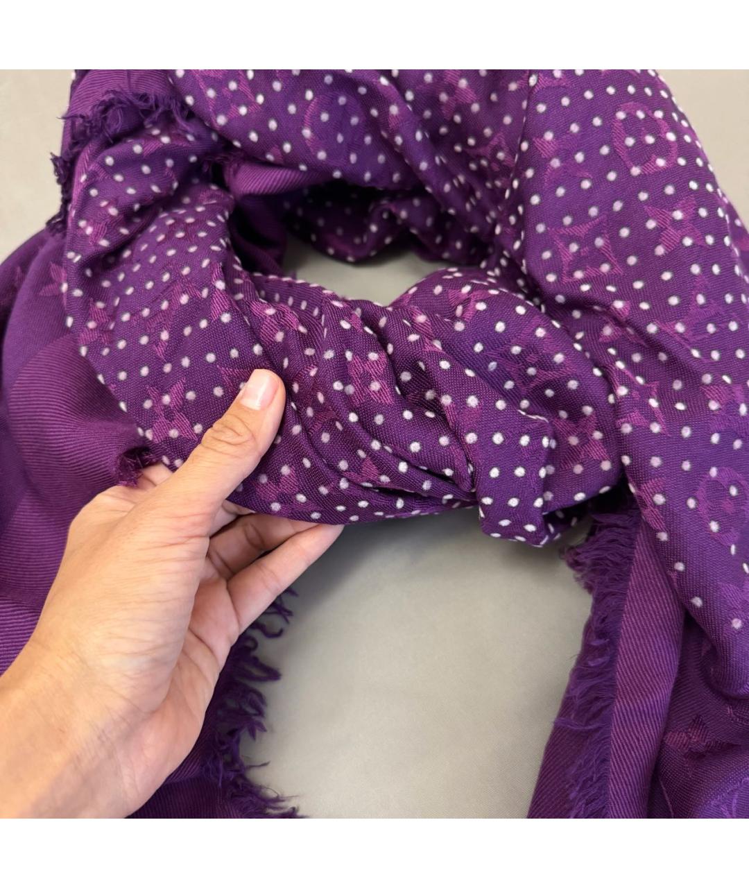 LOUIS VUITTON Фиолетовый шерстяной платок, фото 3