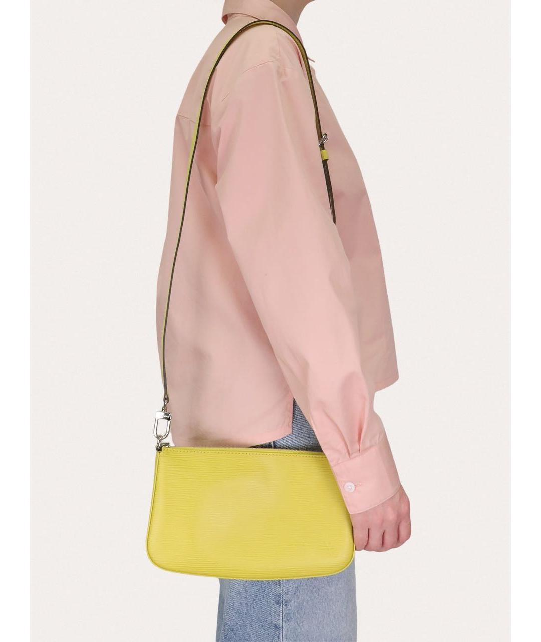 LOUIS VUITTON Желтая кожаная сумка с короткими ручками, фото 8