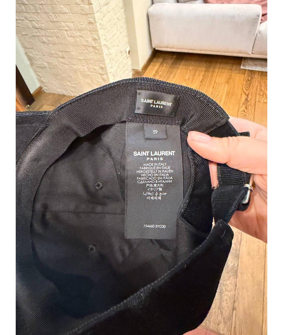 SAINT LAURENT Черная хлопковая кепка, фото 4