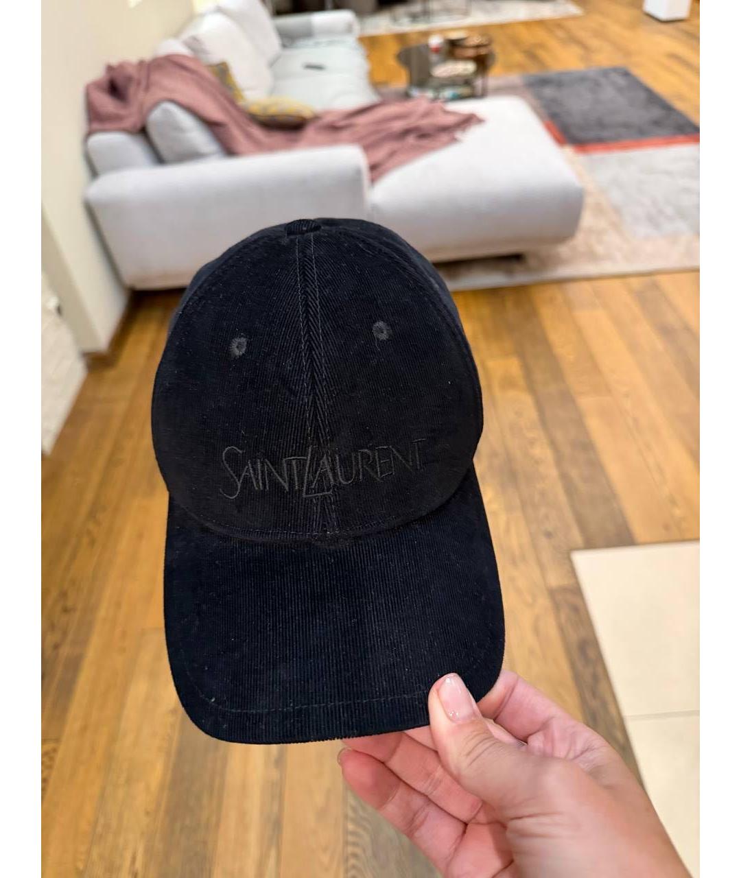 SAINT LAURENT Черная хлопковая кепка, фото 5