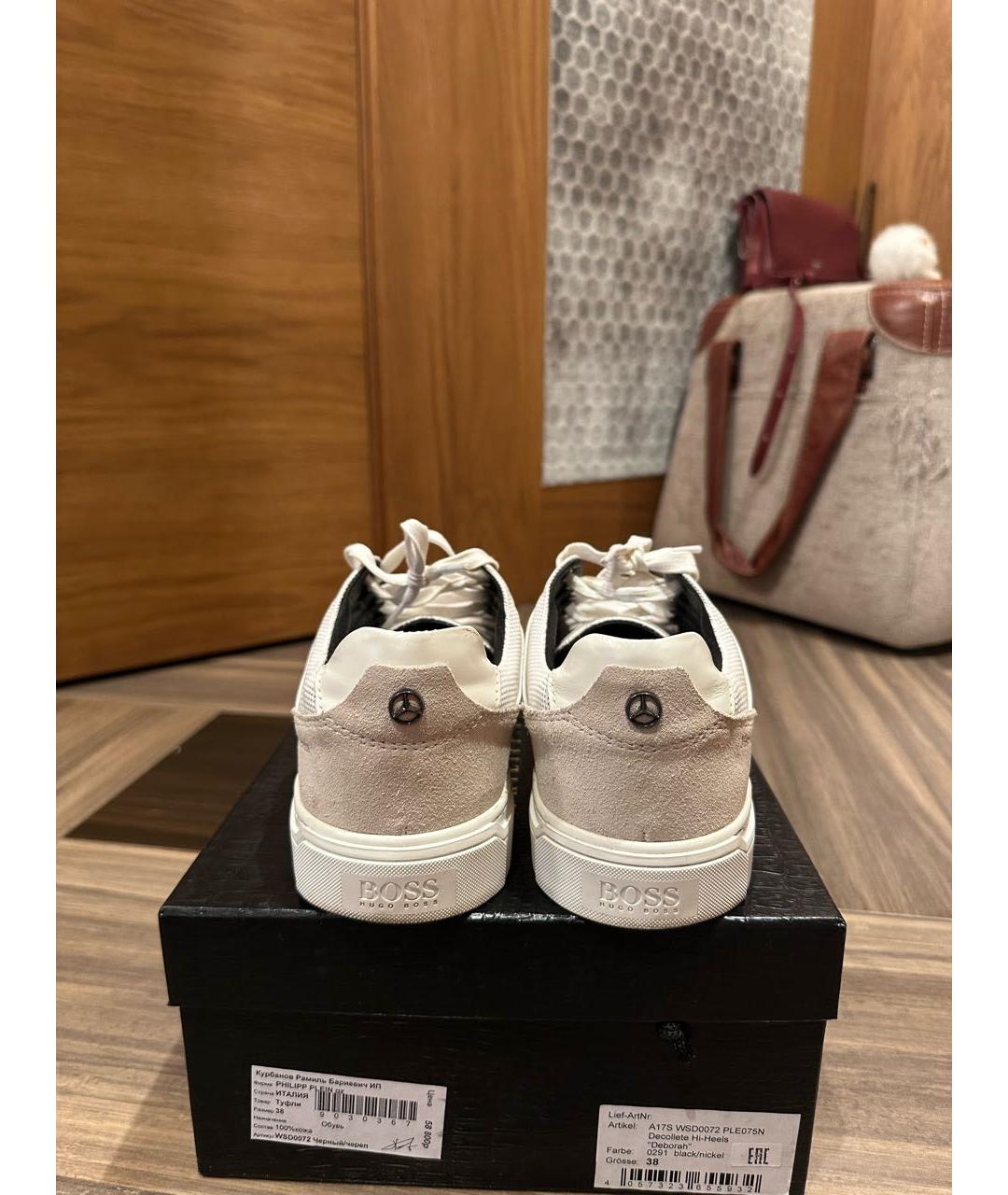 HUGO BOSS Белые кожаные низкие кроссовки / кеды, фото 4