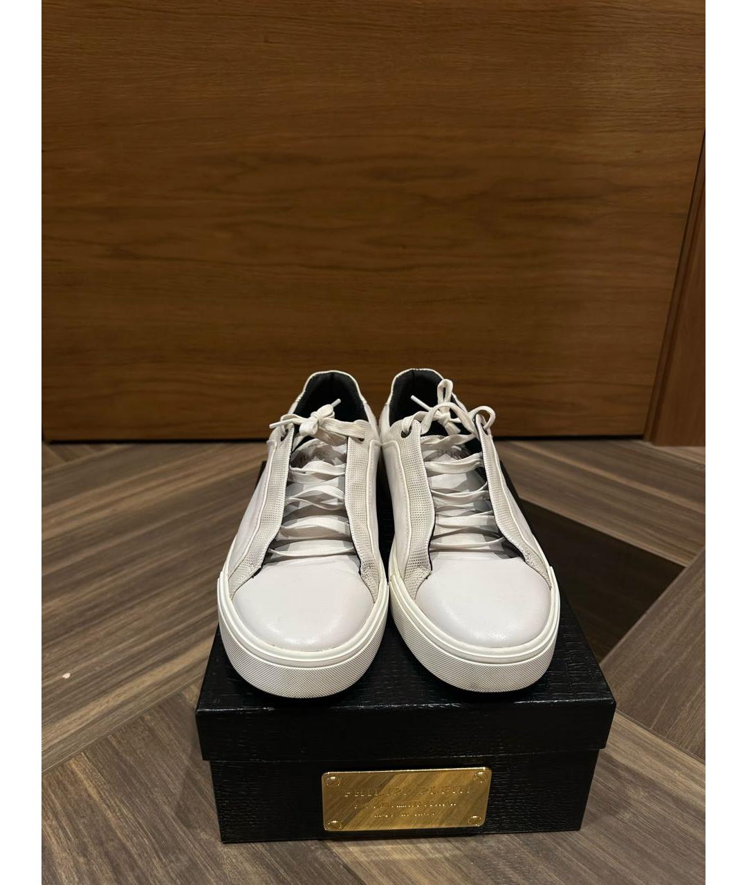 HUGO BOSS Белые кожаные низкие кроссовки / кеды, фото 2