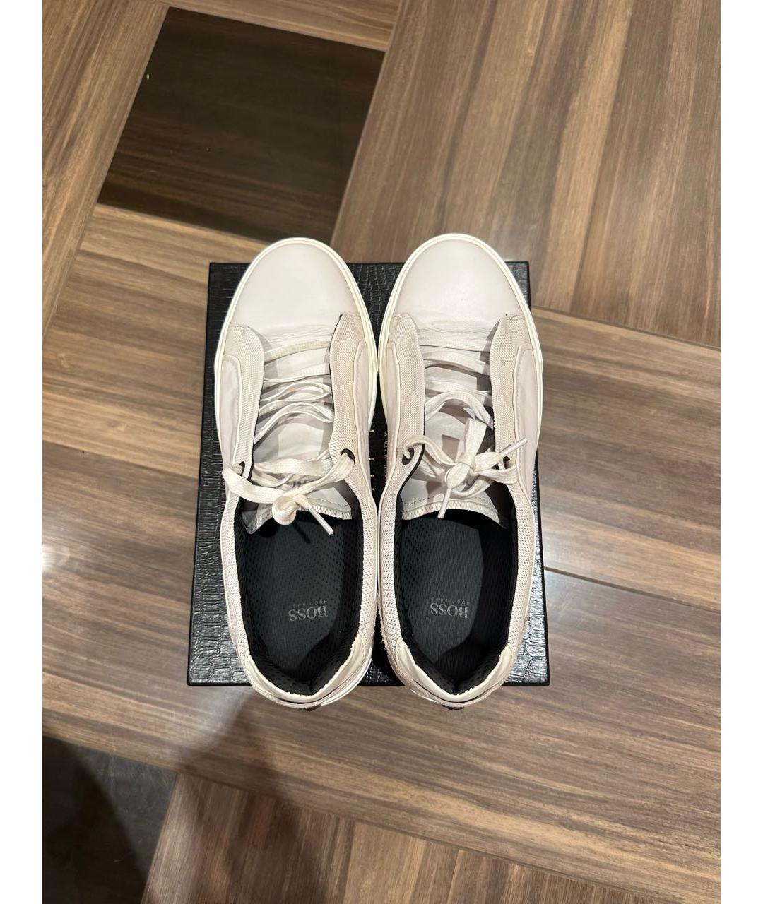 HUGO BOSS Белые кожаные низкие кроссовки / кеды, фото 3