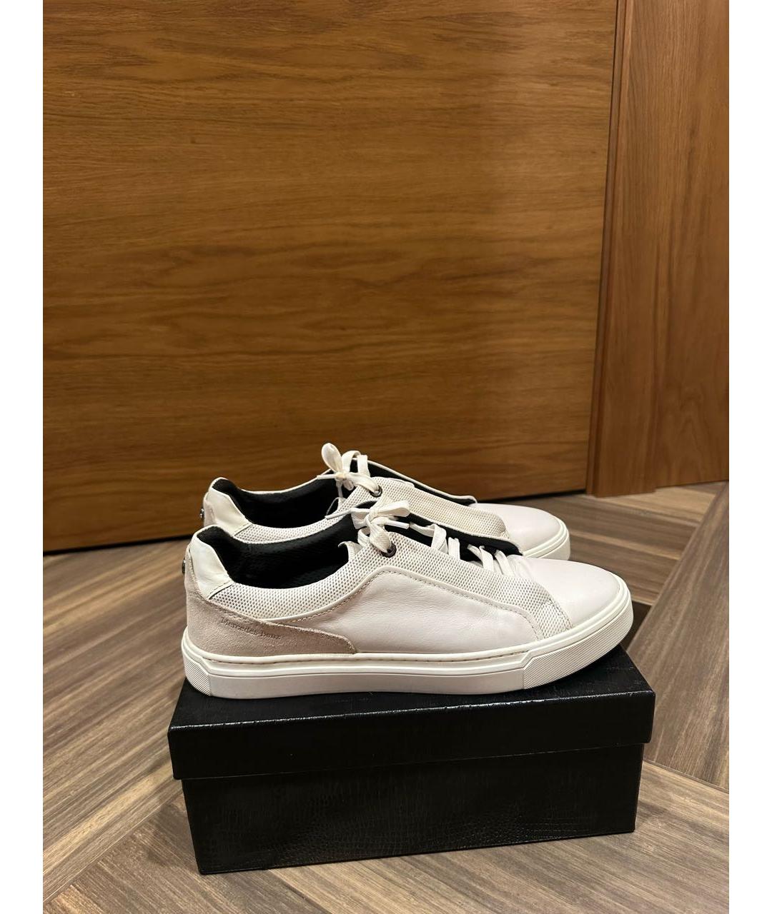 HUGO BOSS Белые кожаные низкие кроссовки / кеды, фото 5