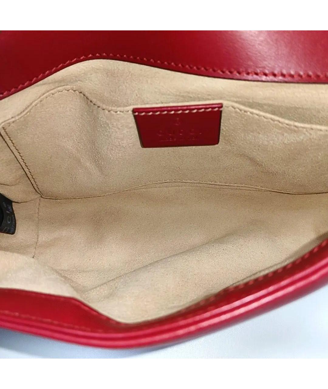 GUCCI Красная кожаная сумка через плечо, фото 4