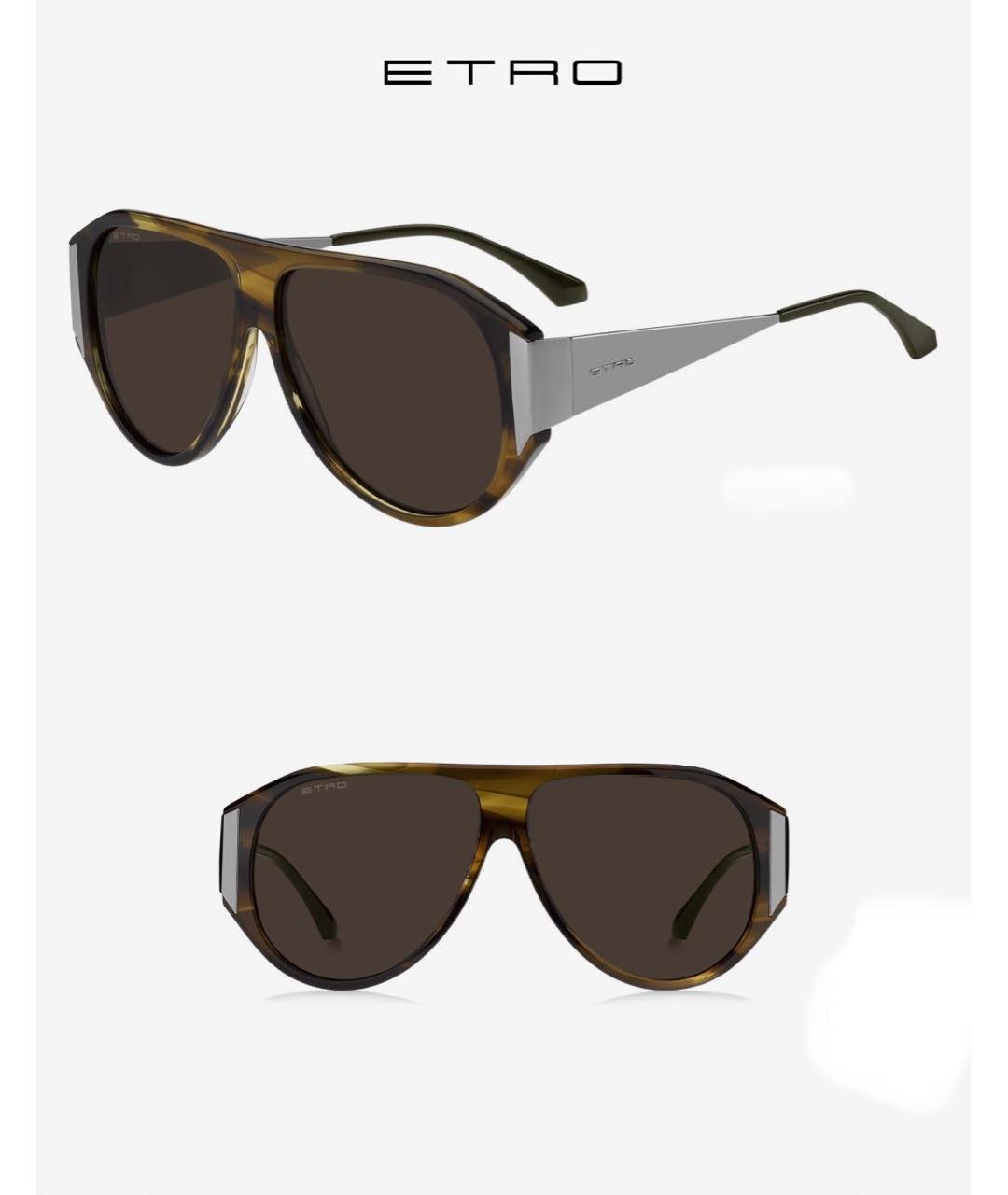 ETRO Коричневые пластиковые солнцезащитные очки, фото 4