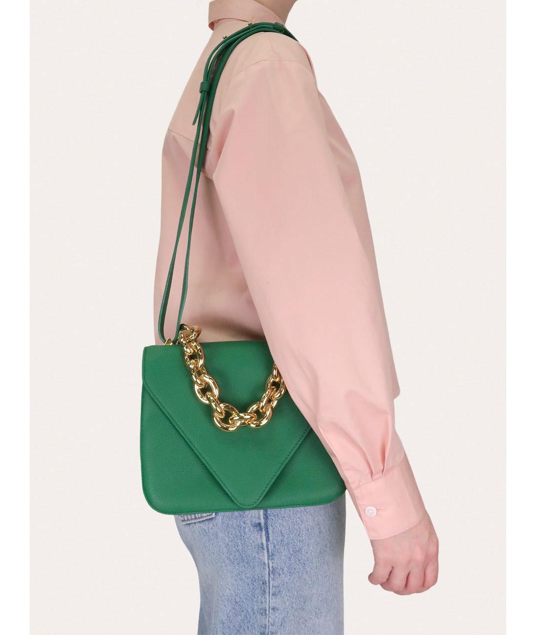 BOTTEGA VENETA Зеленая кожаная сумка через плечо, фото 8