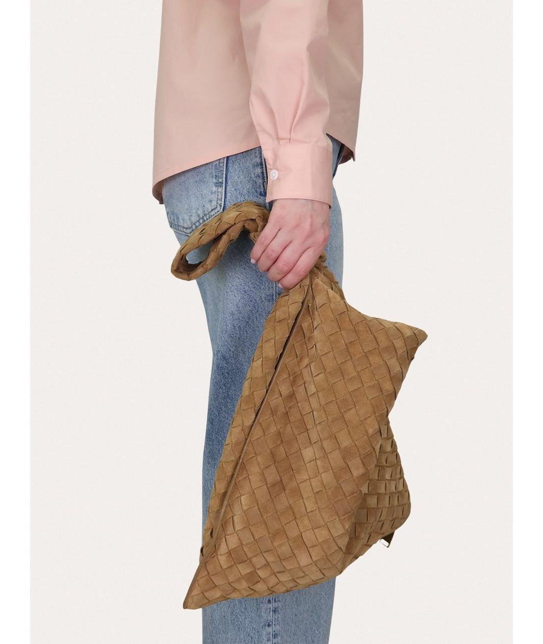 BOTTEGA VENETA Коричневая замшевая сумка с короткими ручками, фото 8