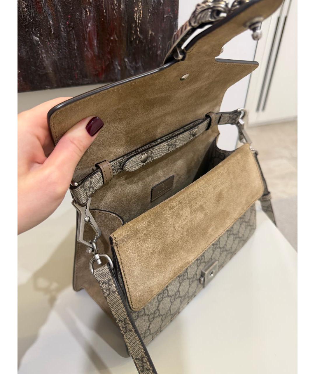 GUCCI Бежевая кожаная сумка с короткими ручками, фото 4