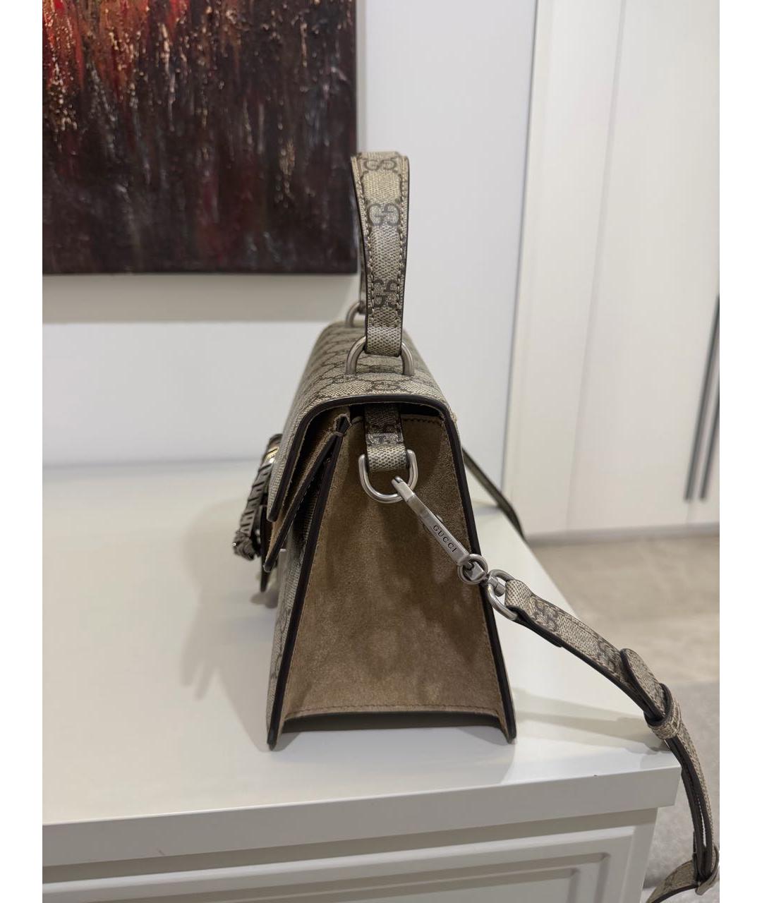 GUCCI Бежевая кожаная сумка с короткими ручками, фото 5