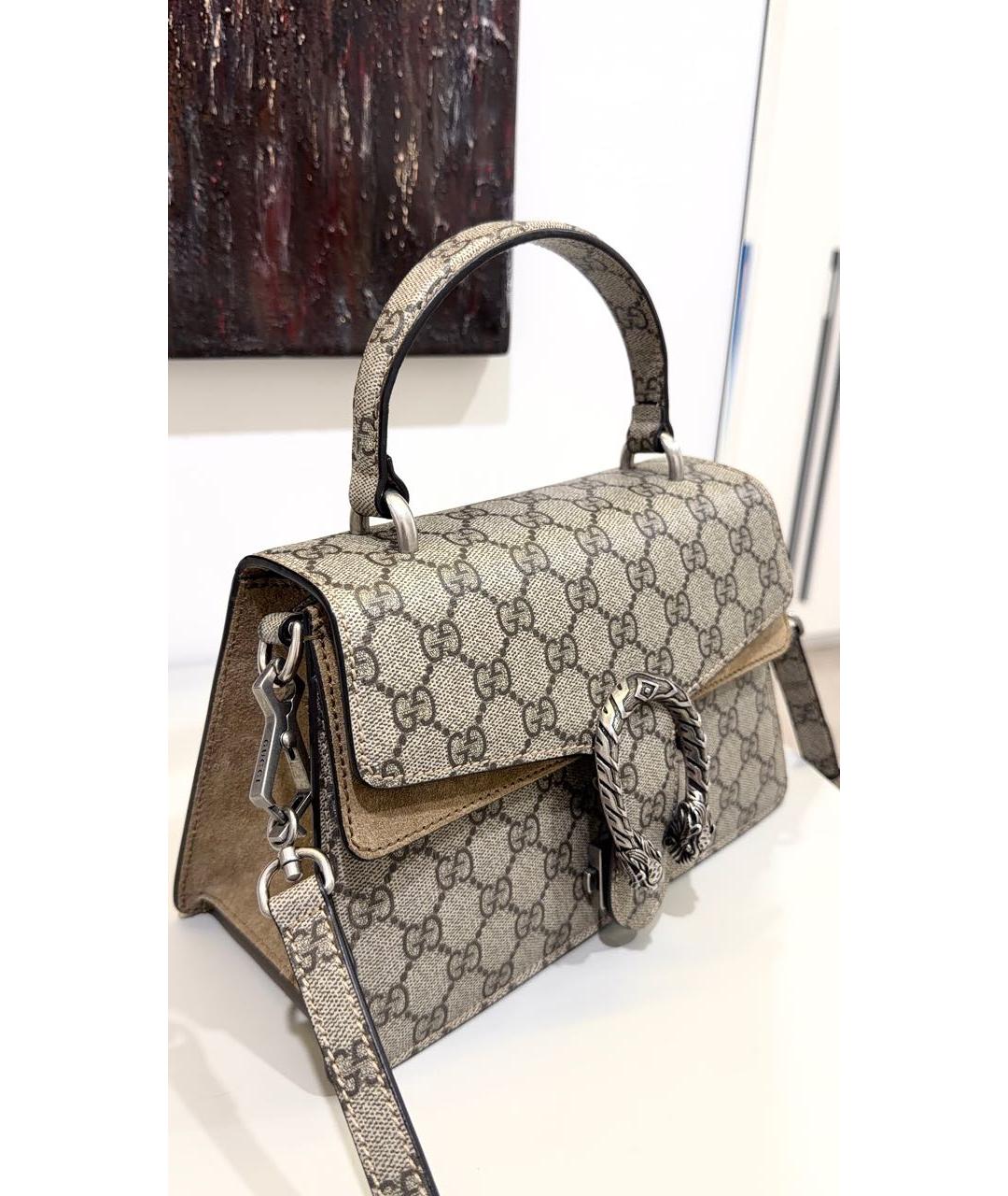 GUCCI Бежевая кожаная сумка с короткими ручками, фото 2