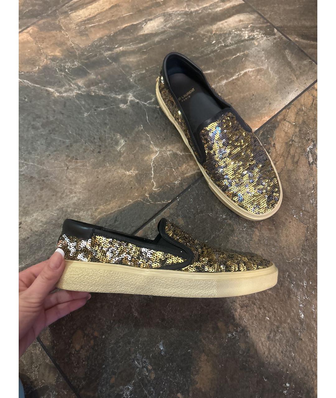 SAINT LAURENT Золотые слипоны, фото 5