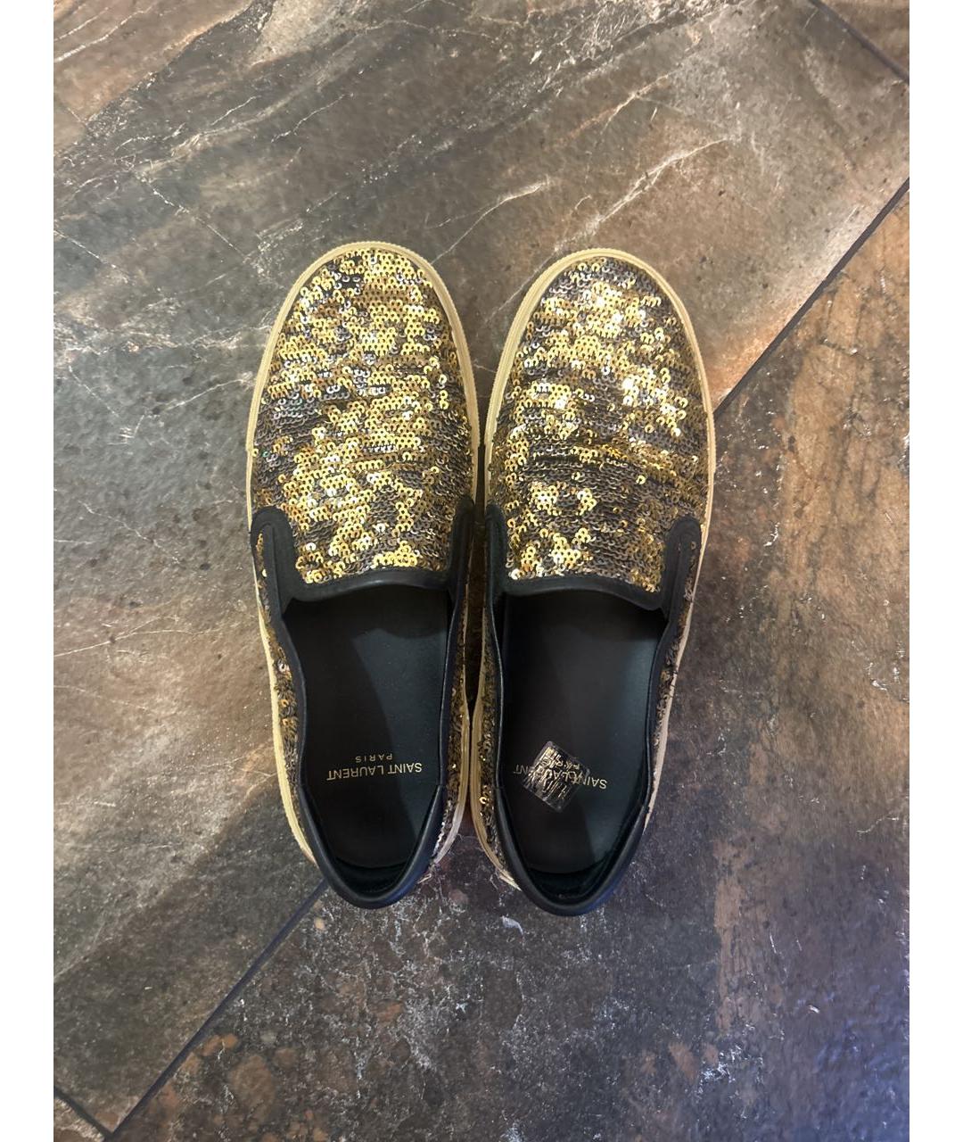 SAINT LAURENT Золотые слипоны, фото 3