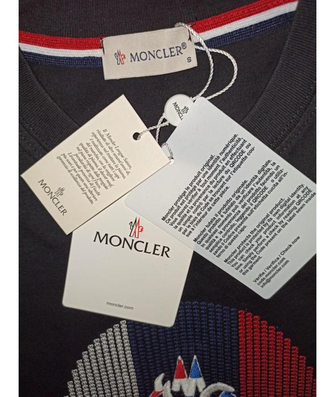 MONCLER Черная хлопковая футболка, фото 3