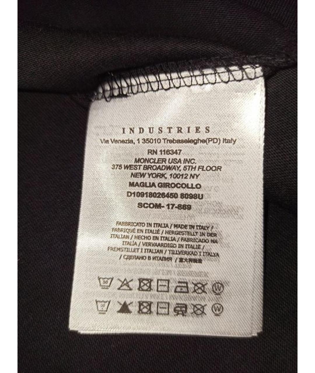MONCLER Черная хлопковая футболка, фото 4