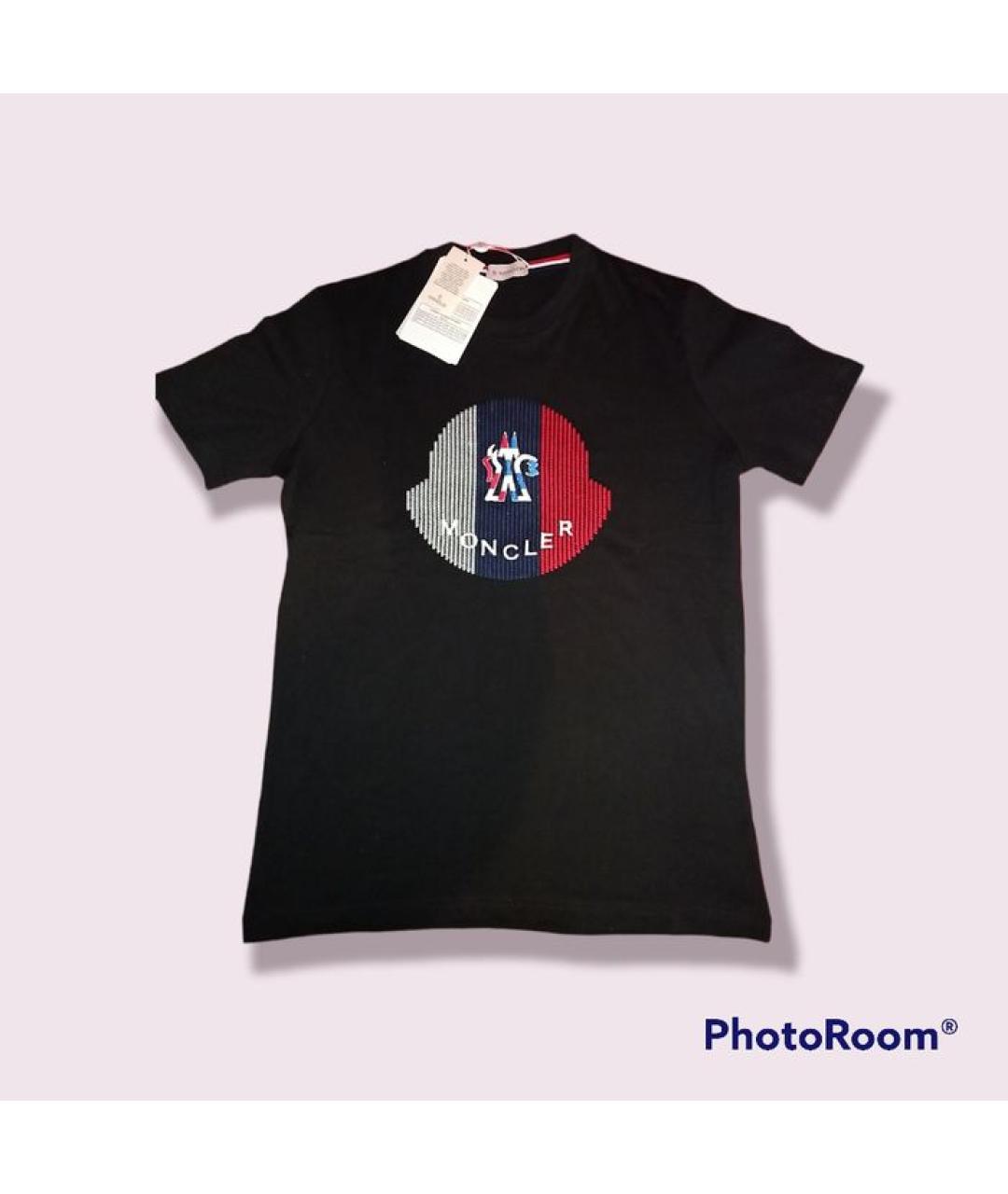 MONCLER Черная хлопковая футболка, фото 5