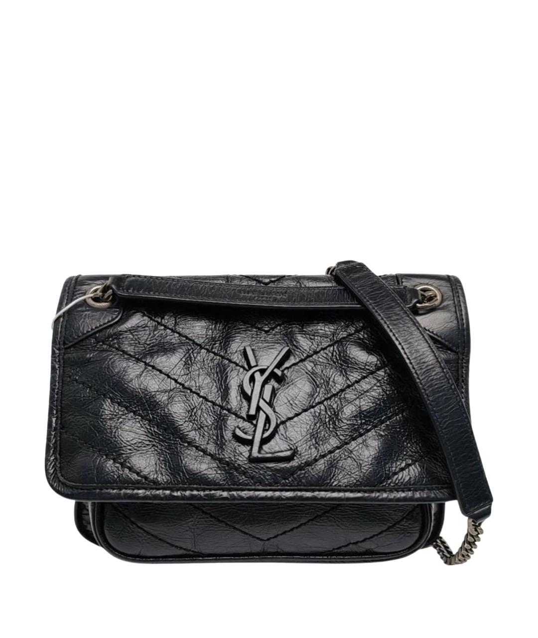 SAINT LAURENT Черная кожаная сумка тоут, фото 1