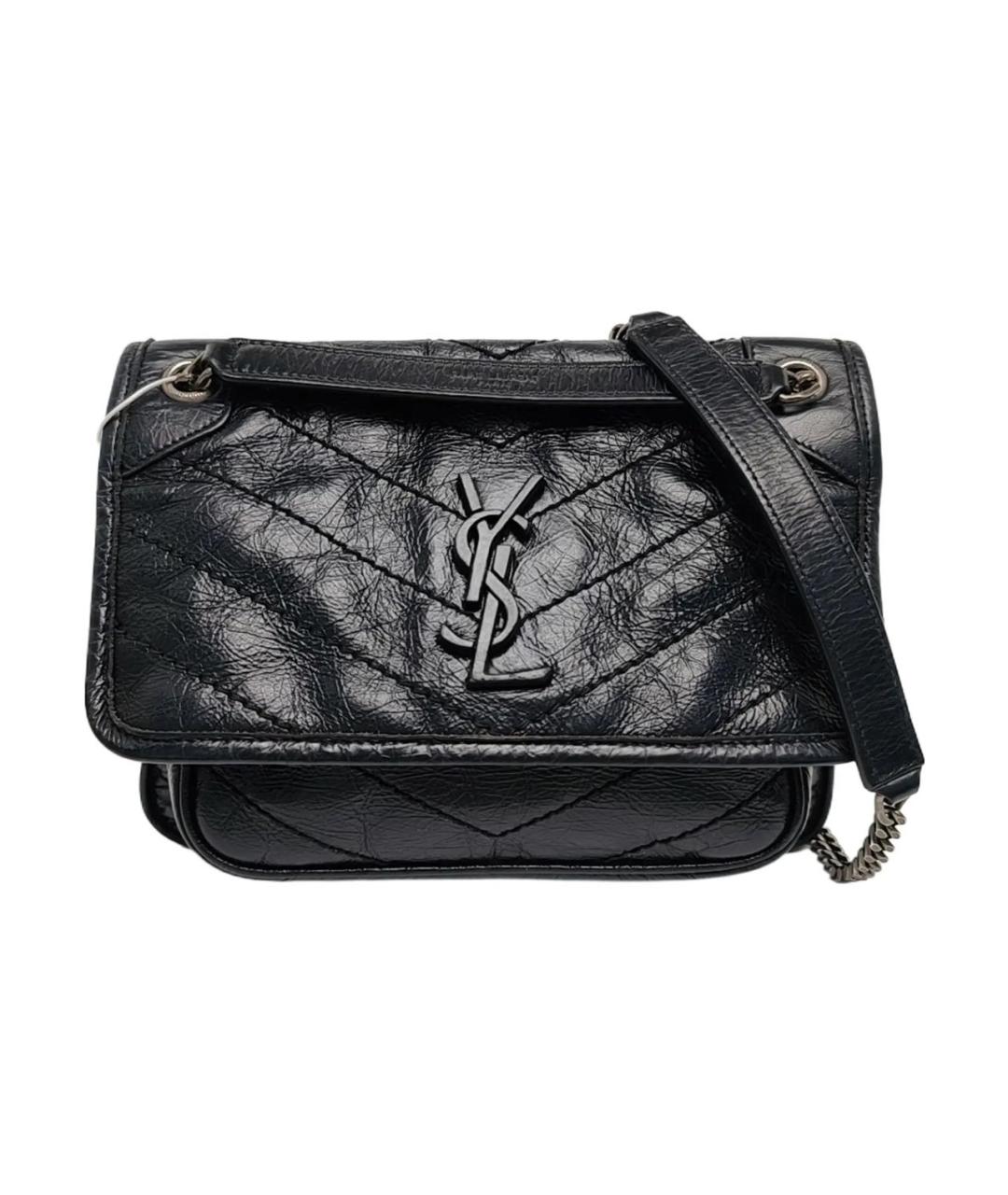 SAINT LAURENT Черная кожаная сумка тоут, фото 9