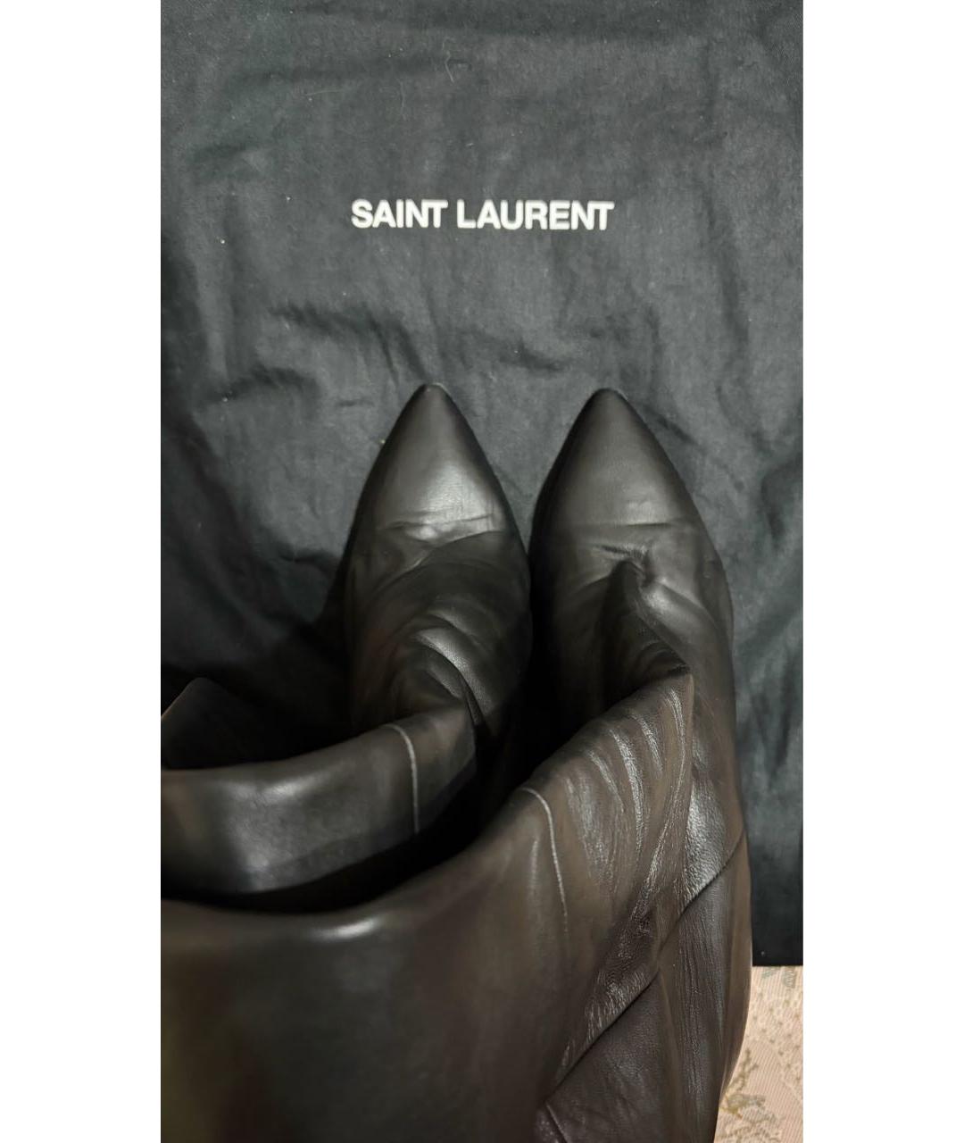 SAINT LAURENT Черные кожаные ботфорты, фото 4
