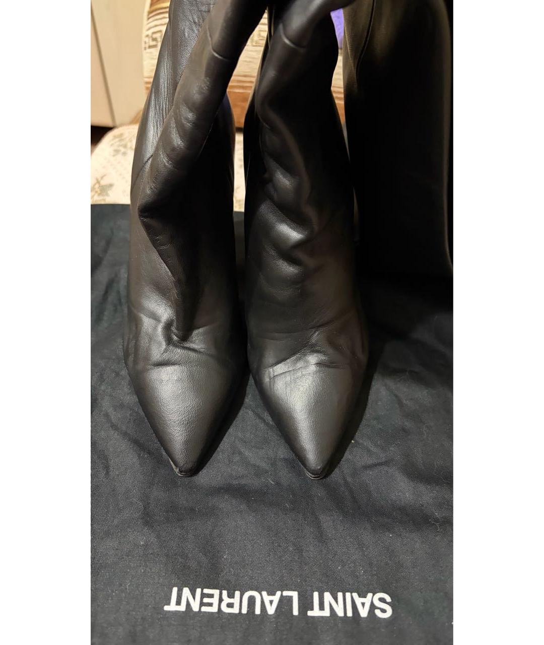 SAINT LAURENT Черные кожаные ботфорты, фото 3