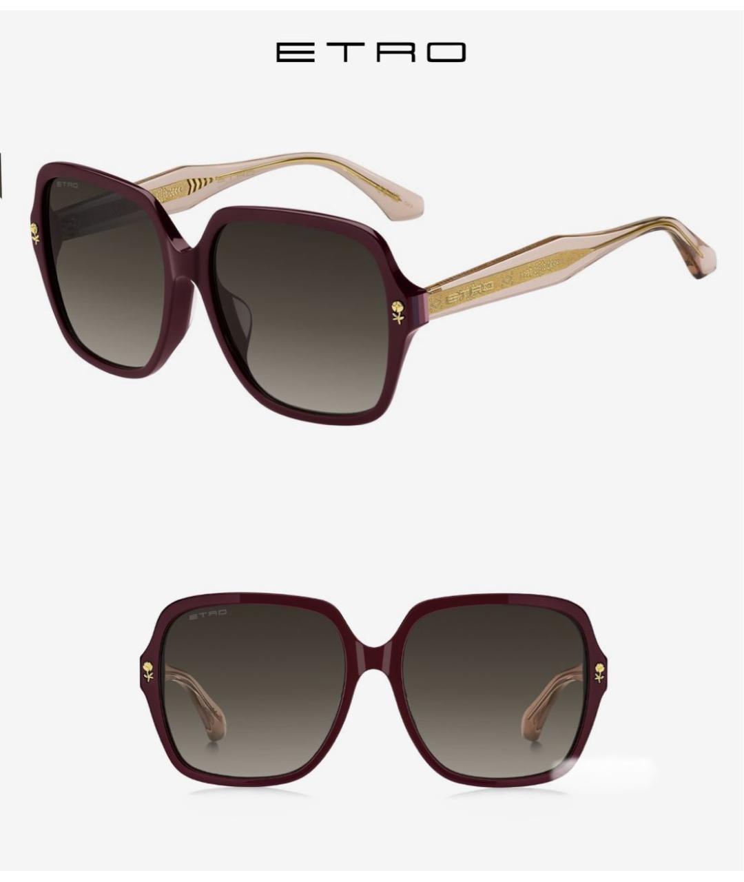 ETRO Бордовые пластиковые солнцезащитные очки, фото 4