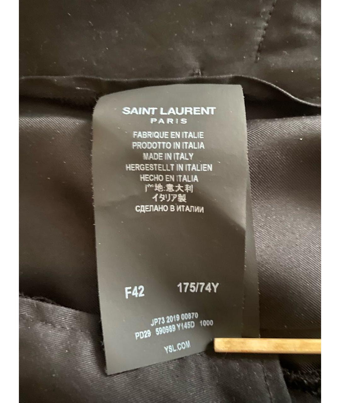 SAINT LAURENT Черные вискозные прямые брюки, фото 6